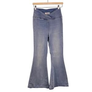 Free People X We The Free Light Blue Crossover Waist Venice Beach Flare Jeans 26